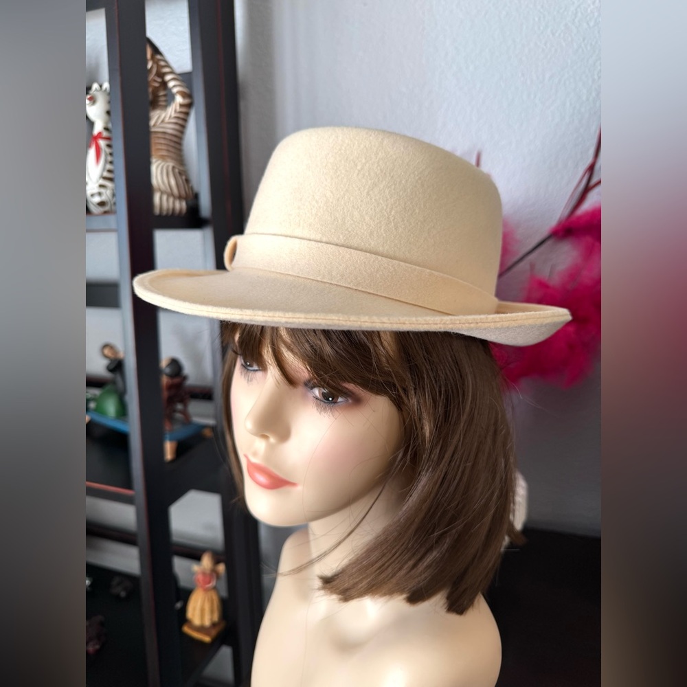 Saks 5th Avenue Cream Wool Fedora - Picture 6 of 11